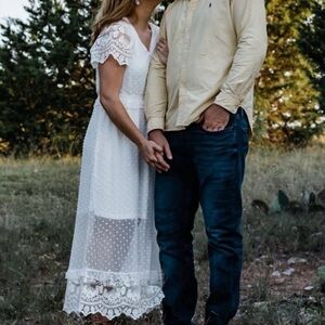 White Swiss Dot and Lace Boutique Dress